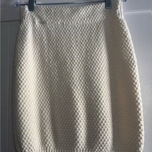 Express Off-White Textured Pencil Skirt